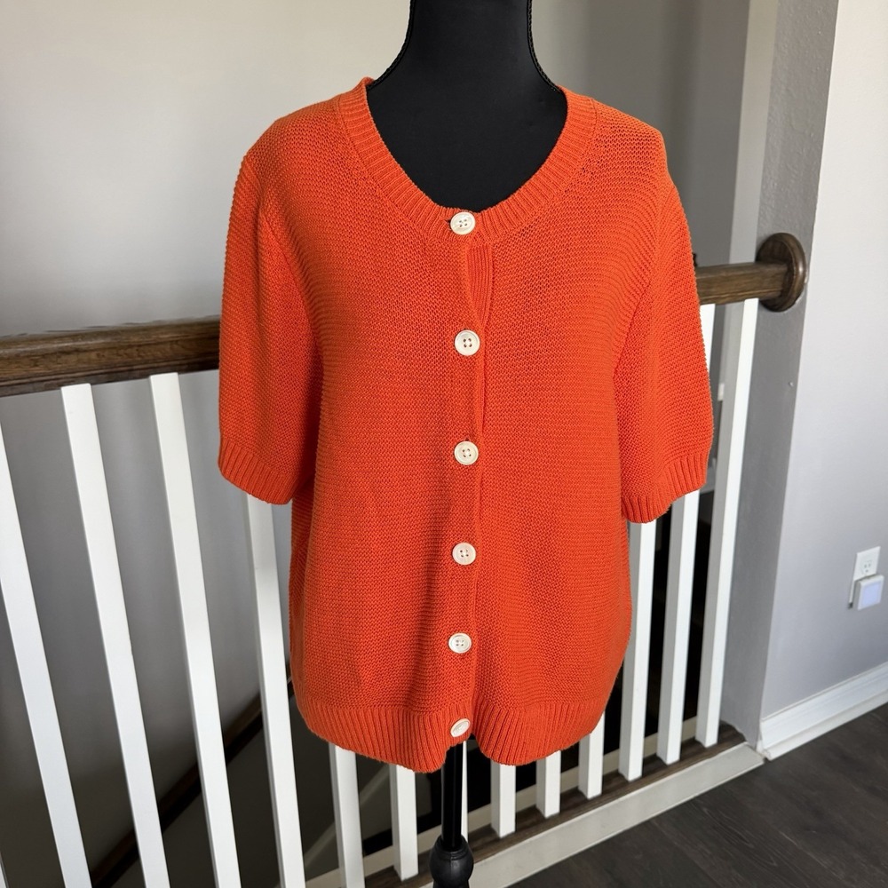 Alex Mill NWT Elle Cardigan Short Sleeve Linen Blend XL Pureed Pumpkin Luxury